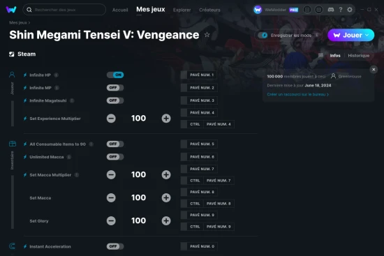 Capture d'écran de triches de Shin Megami Tensei V: Vengeance