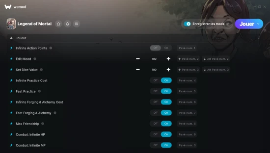 Capture d'écran de triches de Legend of Mortal