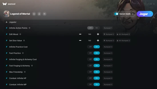 Captura de tela de trapaças de Legend of Mortal