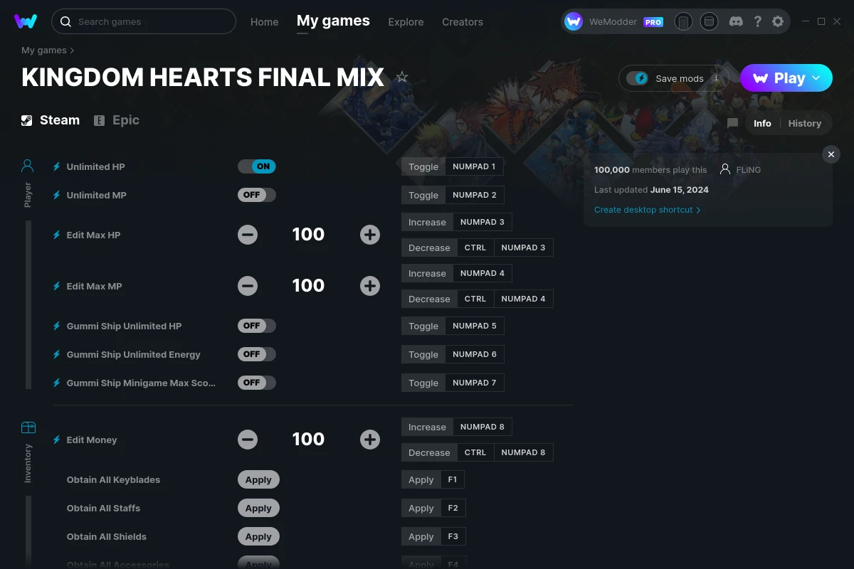 KINGDOM HEARTS FINAL MIX Cheats & Trainers for PC | WeMod