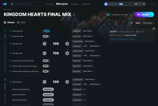 Capture d'écran de triches de KINGDOM HEARTS FINAL MIX