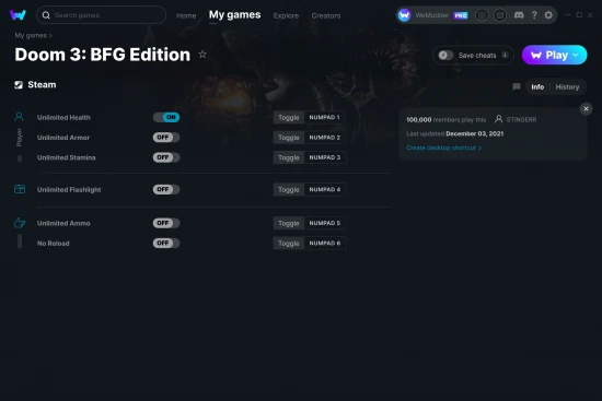 Doom 3: BFG Edition cheats screenshot