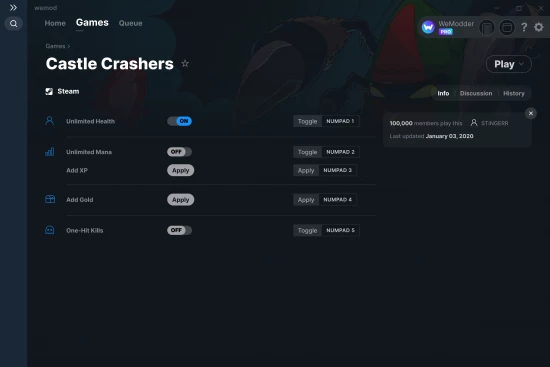 Castle Crashers cheats screenshot