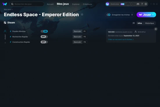 Capture d'écran de triches de Endless Space - Emperor Edition