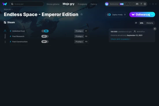cheaty Endless Space - Emperor Edition zrzut ekranu