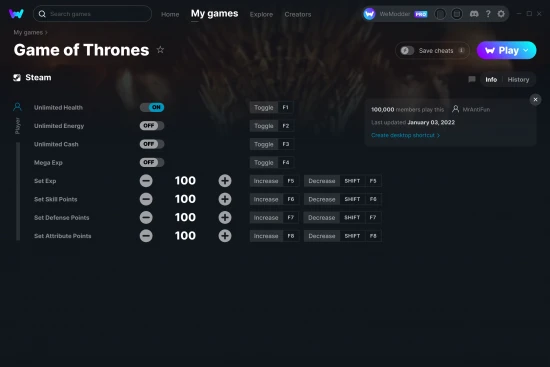 Game of Thrones cheats screenshot