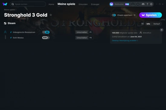 Stronghold 3 Gold Cheats Screenshot