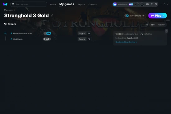 Stronghold 3 Gold cheats screenshot