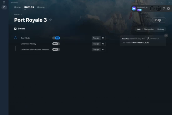 Port Royale 3 cheats screenshot