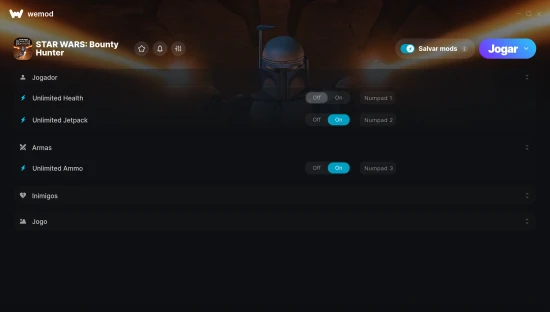 Captura de tela de cheats do STAR WARS: Bounty Hunter