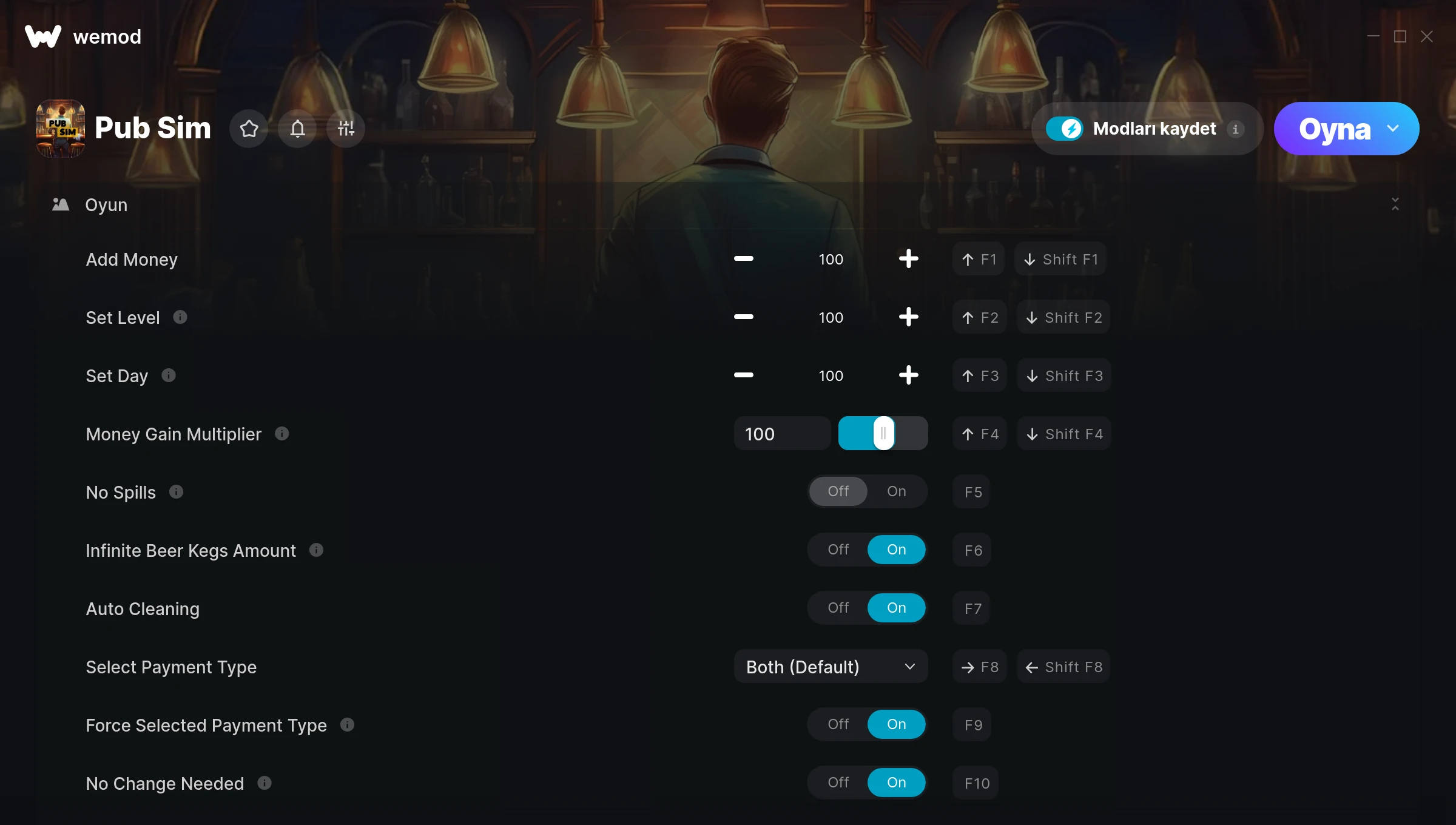 Pub Sim hilelerinin ekran görüntüsü