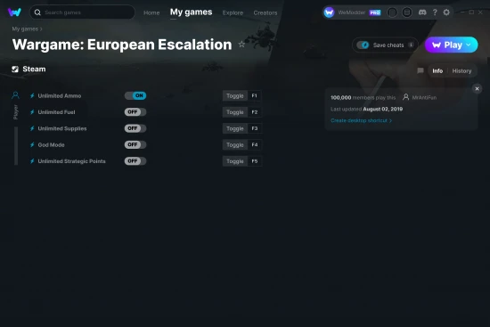 Wargame: European Escalation cheats screenshot
