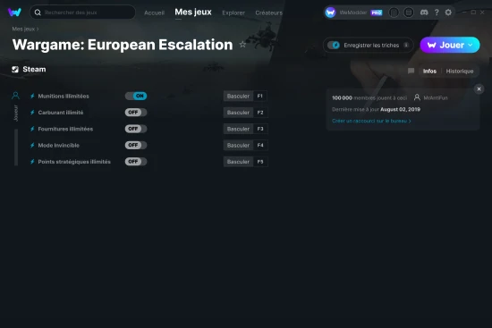 Capture d'écran de triches de Wargame: European Escalation