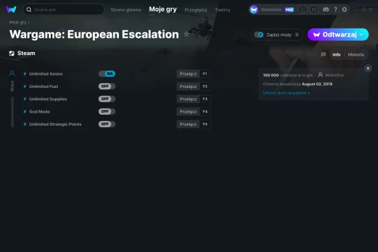 cheaty Wargame: European Escalation zrzut ekranu