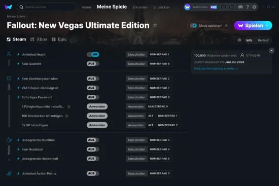 Fallout: New Vegas Ultimate Edition Cheats Screenshot