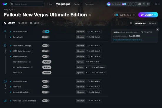 captura de pantalla de las trampas de Fallout: New Vegas Ultimate Edition