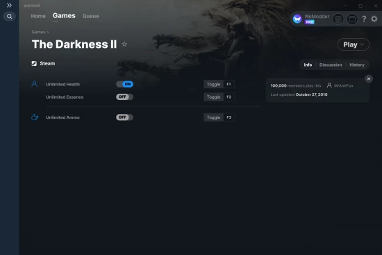 The Darkness II cheats screenshot