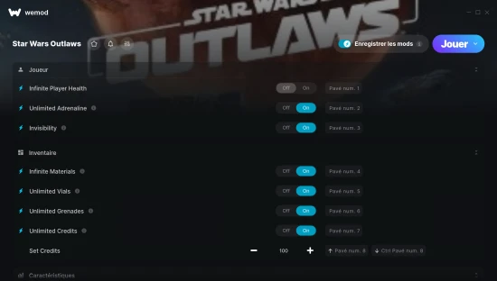 Capture d'écran de triches de Star Wars Outlaws