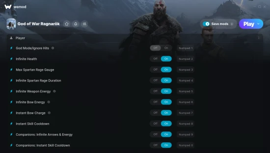 God of War Ragnarök cheats screenshot