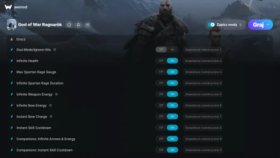 cheaty God of War Ragnarök zrzut ekranu