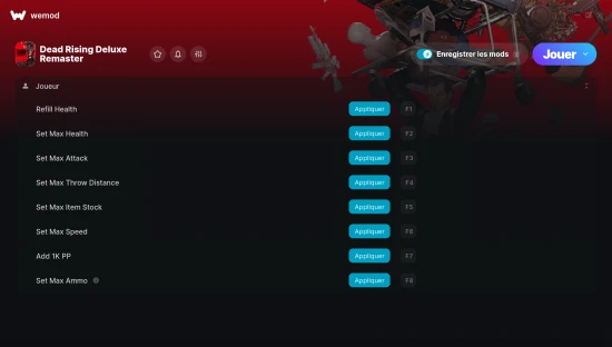 Capture d’écran des cheats pour Dead Rising Deluxe Remaster