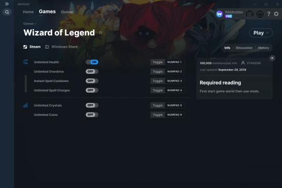 Wizard of Legend cheats screenshot