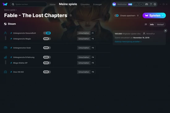 Fable - The Lost Chapters Cheats Screenshot