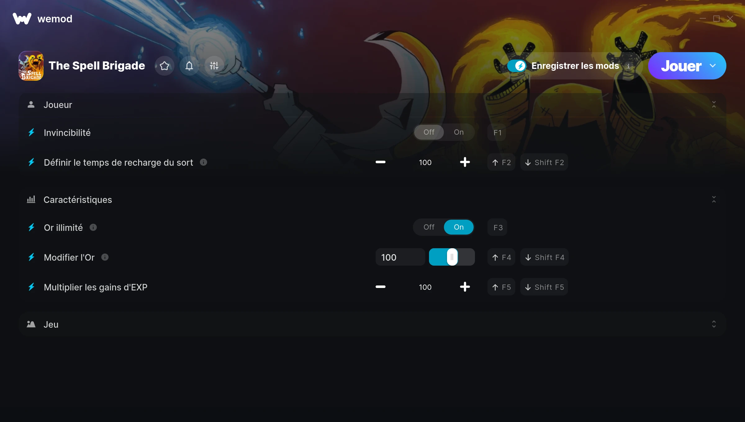 Capture d’écran des cheats pour The Spell Brigade