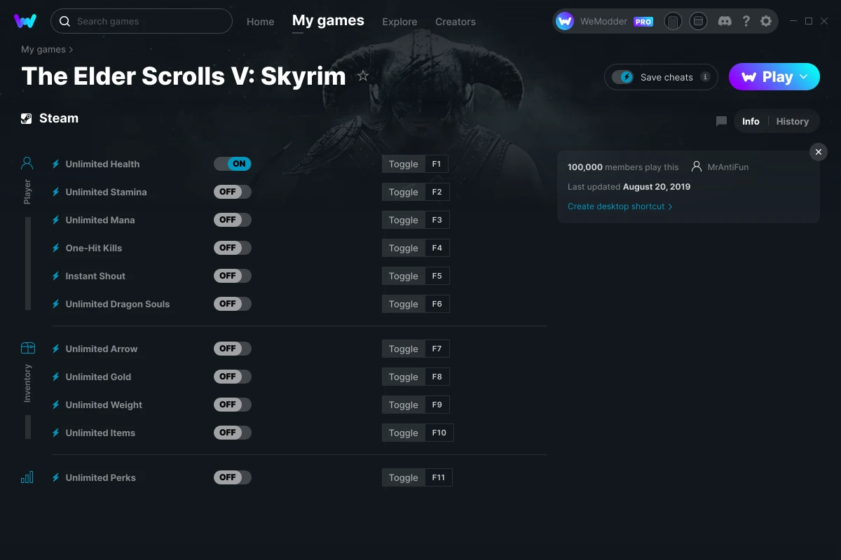 The Elder Scrolls V: Skyrim Cheats & Trainers for PC | WeMod