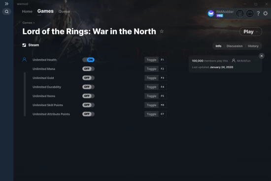 Lord of the Rings: War in the North cheats screenshot