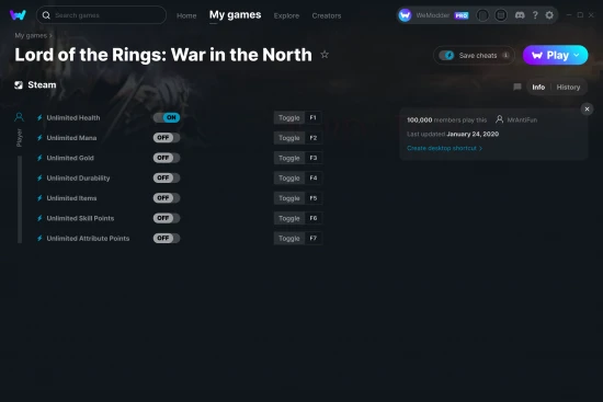 Lord of the Rings: War in the North cheats screenshot