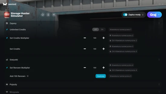 Cheaty do Storage Hunter Simulator – zrzut ekranu
