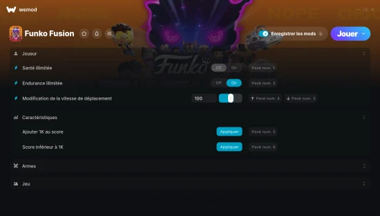 Capture d’écran des cheats pour Funko Fusion