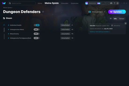 Dungeon Defenders Cheats Screenshot