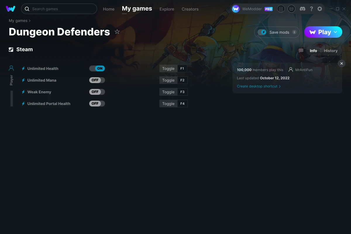 Oh genezen vacuüm Dungeon Defenders Cheats and Trainers for PC - WeMod