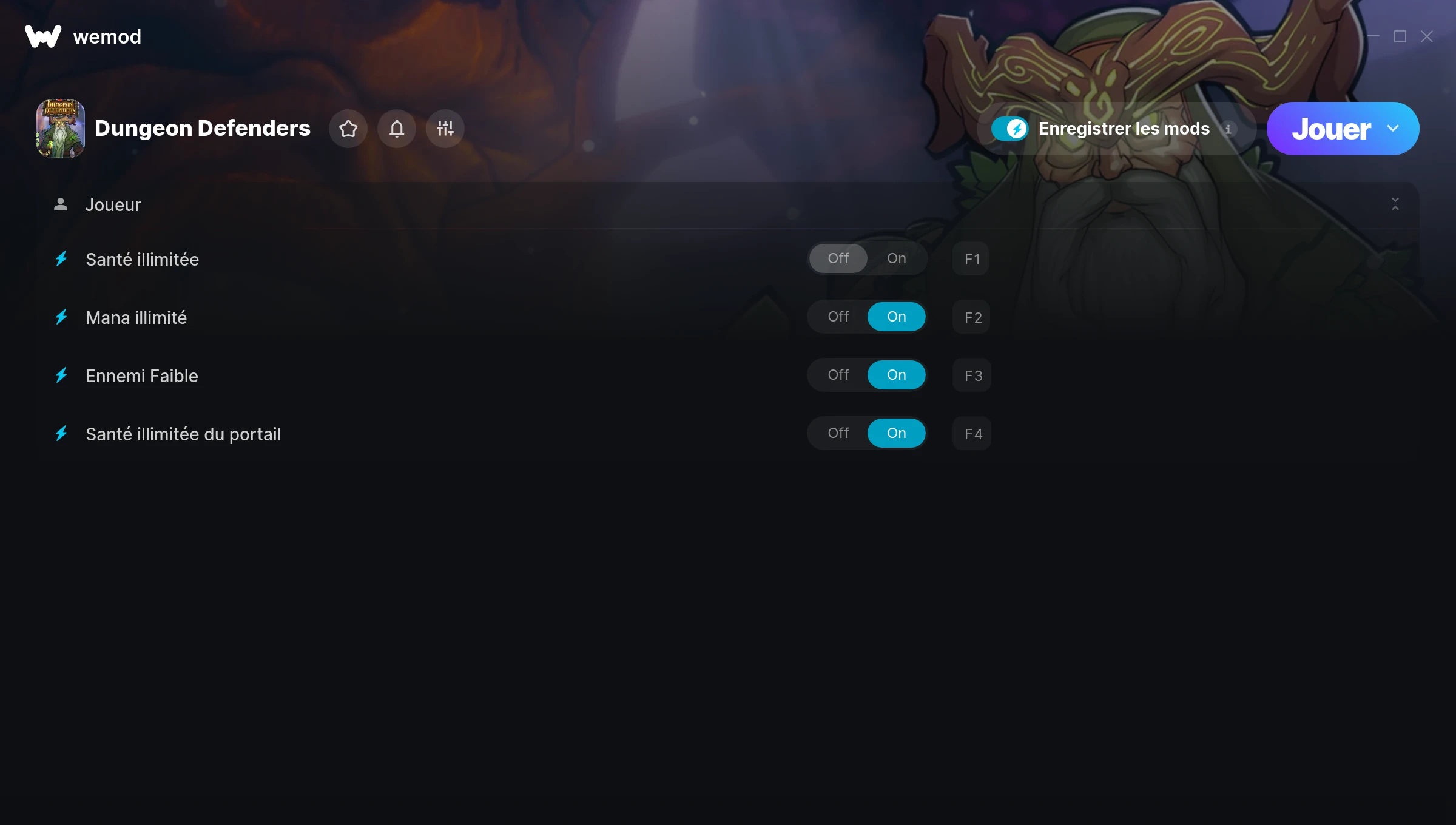 Capture d’écran des cheats pour Dungeon Defenders