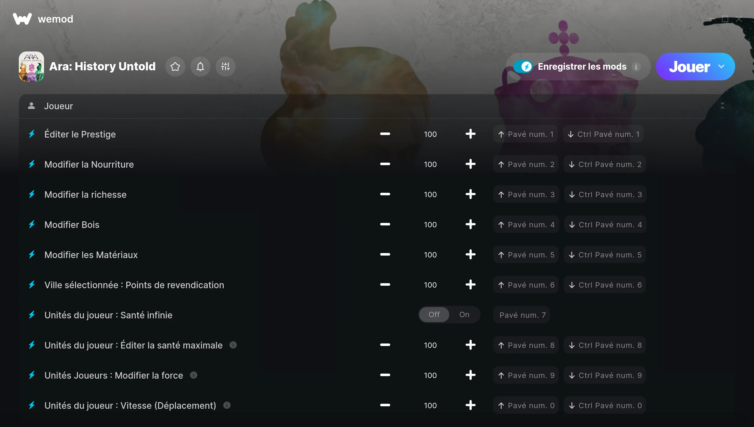 Capture d’écran des cheats pour Ara: History Untold