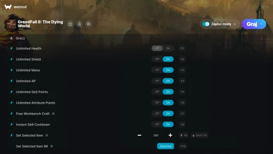 Cheaty do GreedFall II: The Dying World – zrzut ekranu