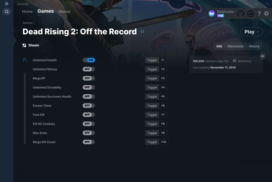 Dead Rising 2: Off the Record cheats screenshot
