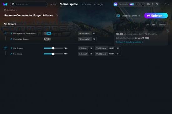 Supreme Commander: Forged Alliance Cheats Screenshot