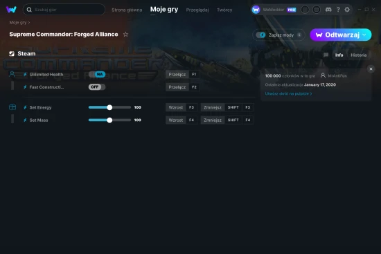 cheaty Supreme Commander: Forged Alliance zrzut ekranu