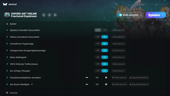 SWORD ART ONLINE Fractured Daydream Cheats Screenshot