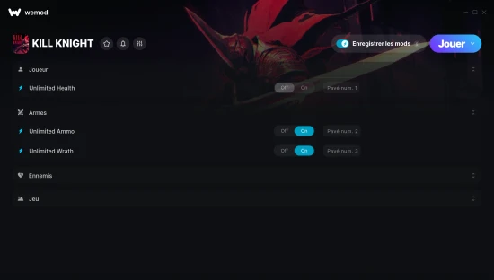 Capture d’écran des cheats pour KILL KNIGHT