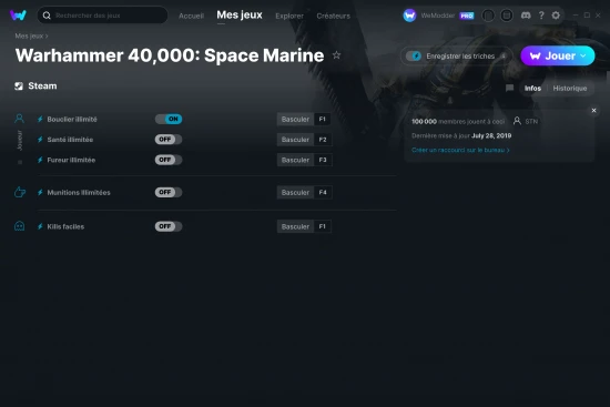 Capture d'écran de triches de Warhammer 40,000: Space Marine