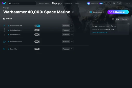 cheaty Warhammer 40,000: Space Marine zrzut ekranu