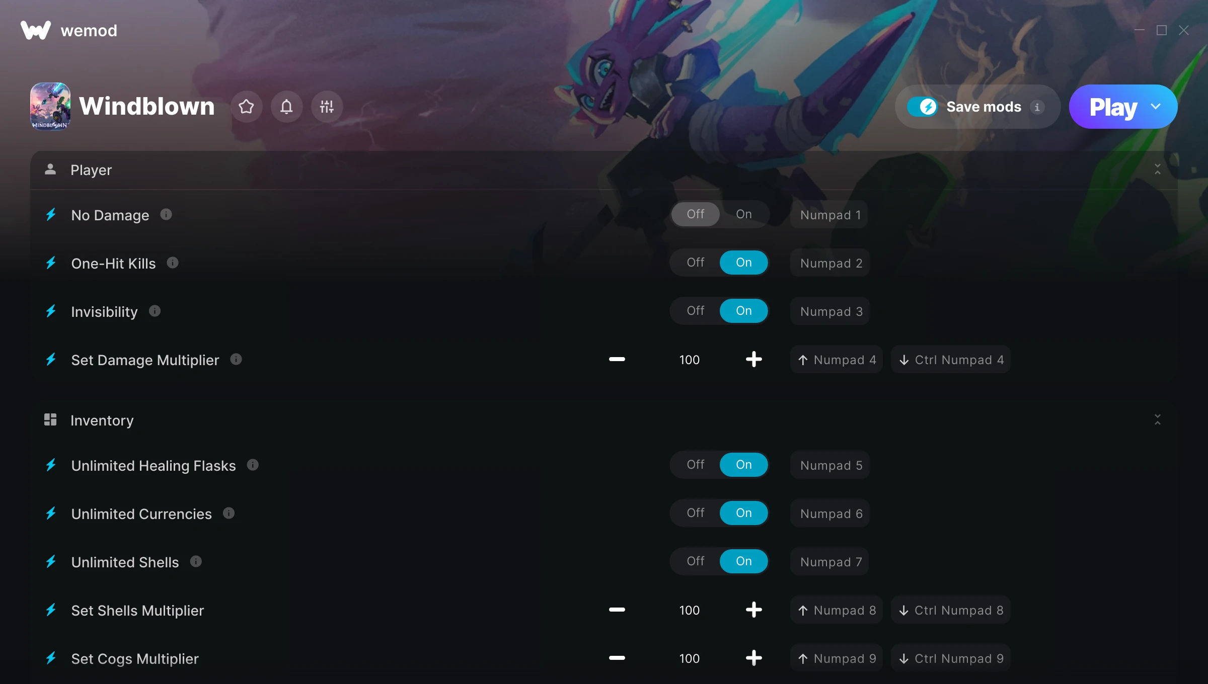 Windblown cheats screenshot