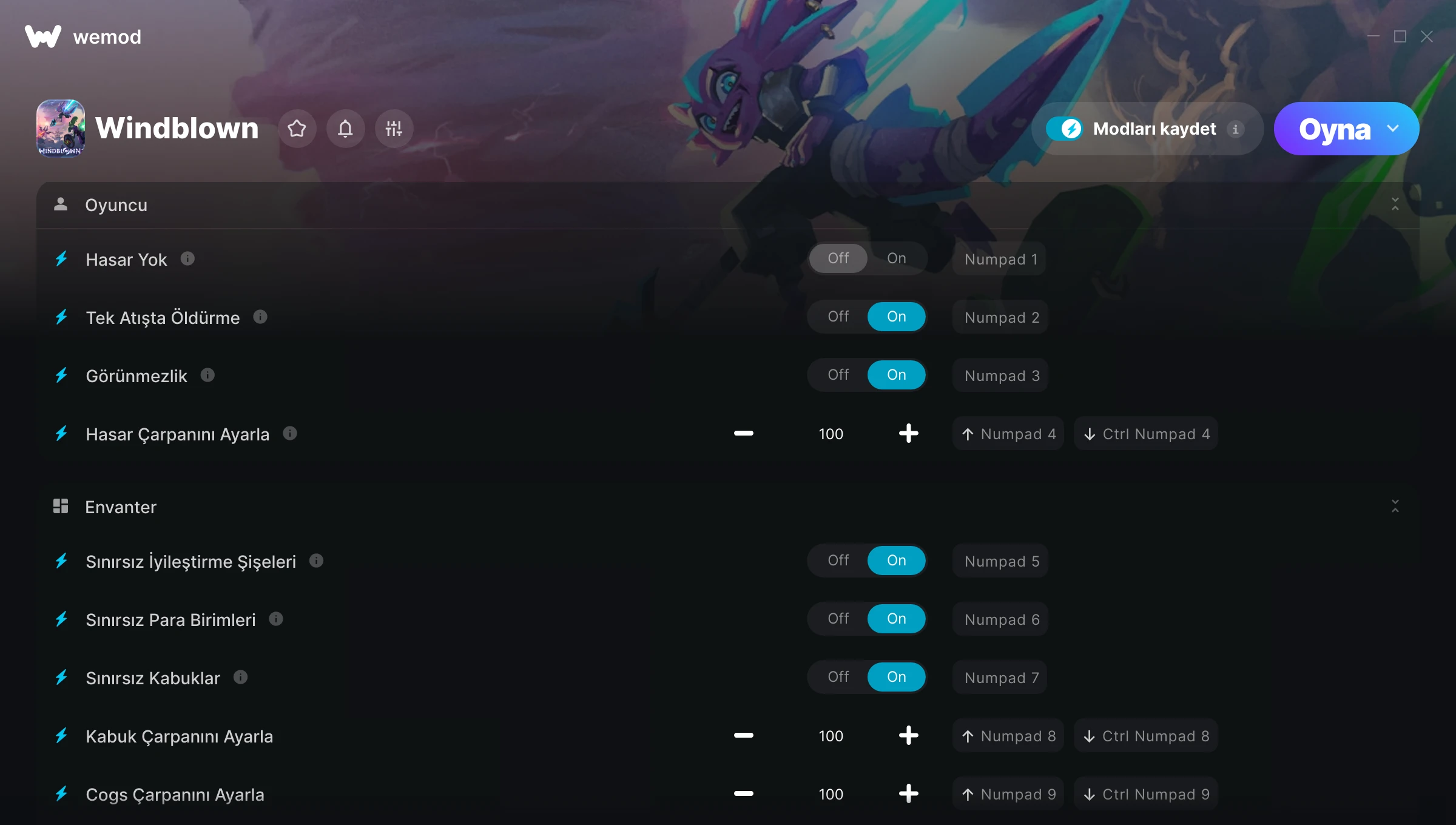 Windblown hilelerinin ekran görüntüsü