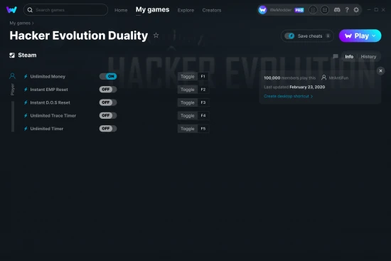 Hacker Evolution Duality cheats screenshot