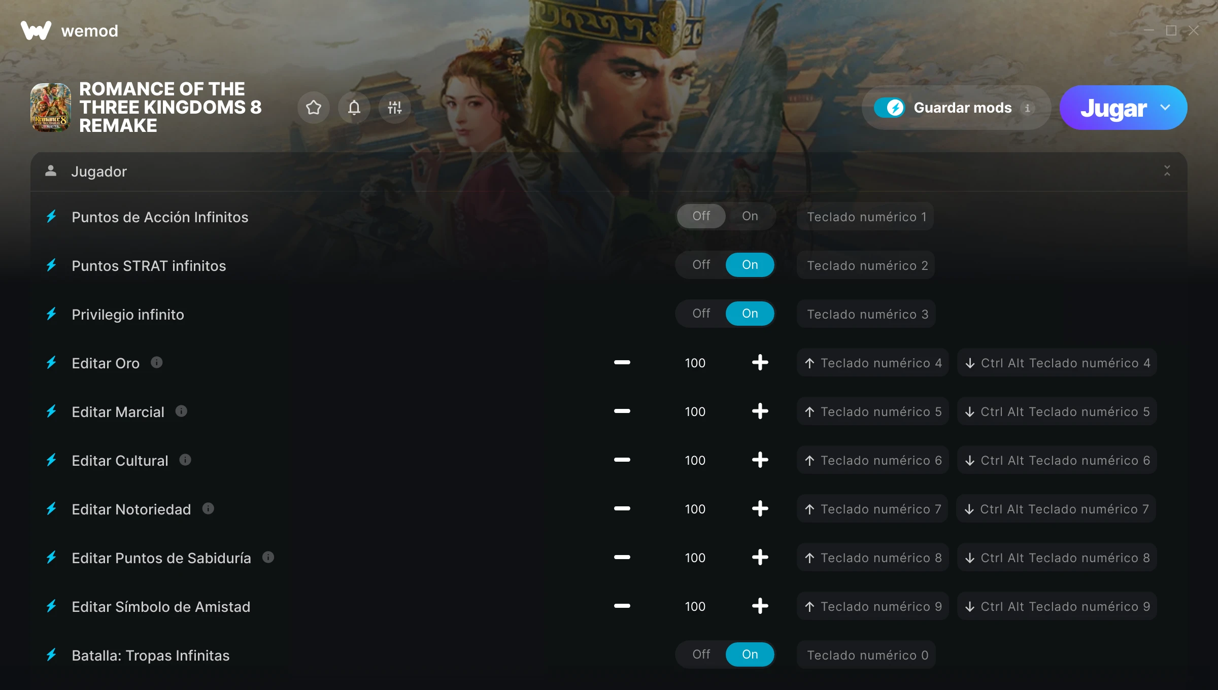 Captura de pantalla de las trampas de ROMANCE OF THE THREE KINGDOMS 8 REMAKE