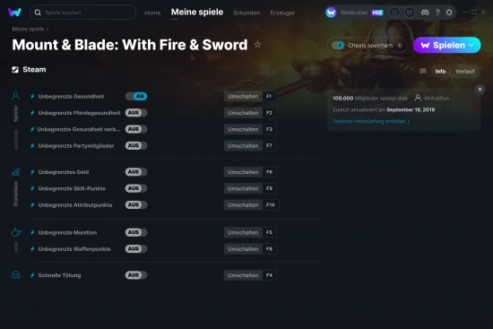 Mount & Blade: With Fire & Sword Cheats Screenshot
